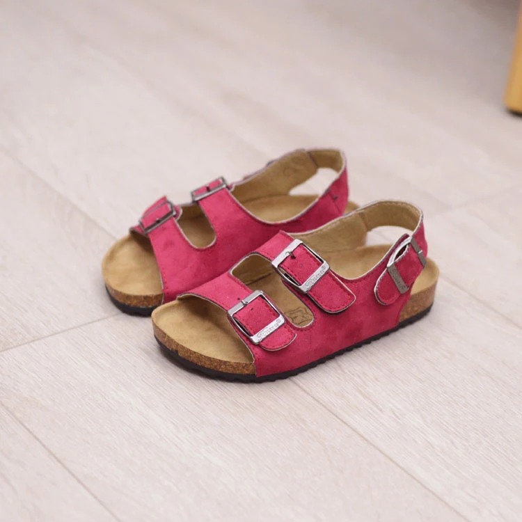 Г. весенне-летние пробковые сандалии детская обувь для мальчиков и девочек в Корейском стиле с двойным кольцом - Цвет: Red