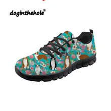 Doginthehole/Женская прогулочная обувь; спортивная обувь с принтом Шепарда; женские кроссовки из сетчатой ткани для фитнеса; легкие женские кроссовки