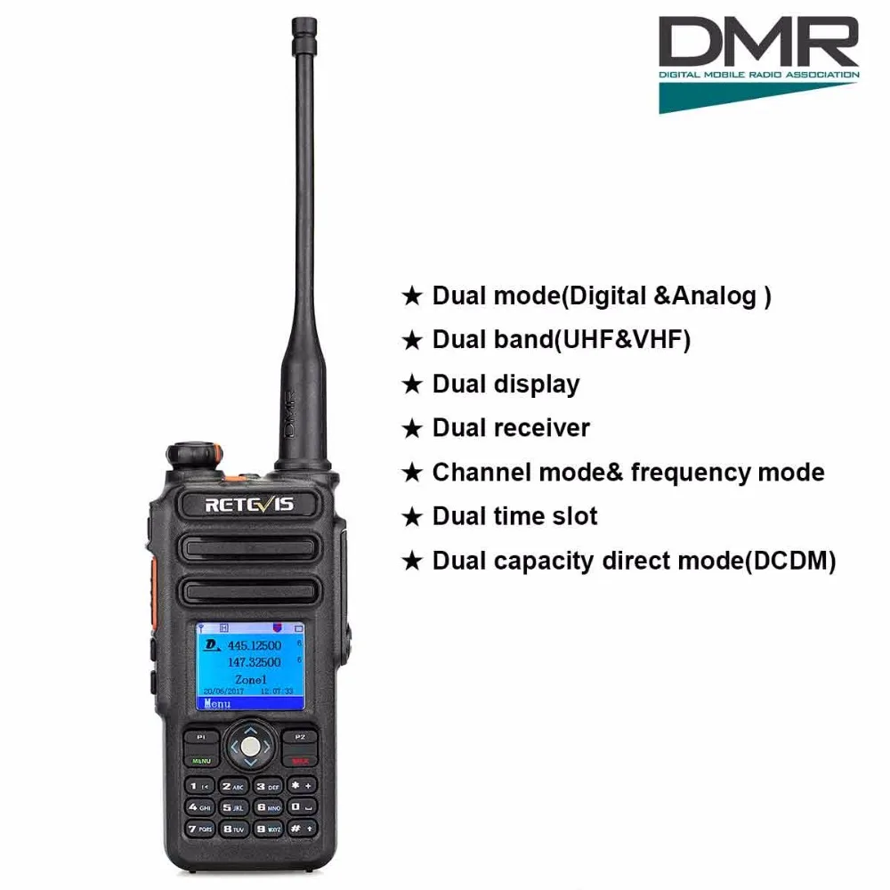 RT82 Dual Band 2m/70cm 3000CH Walkie Talkie+USB Cable DMR Two way Radio Retevis 