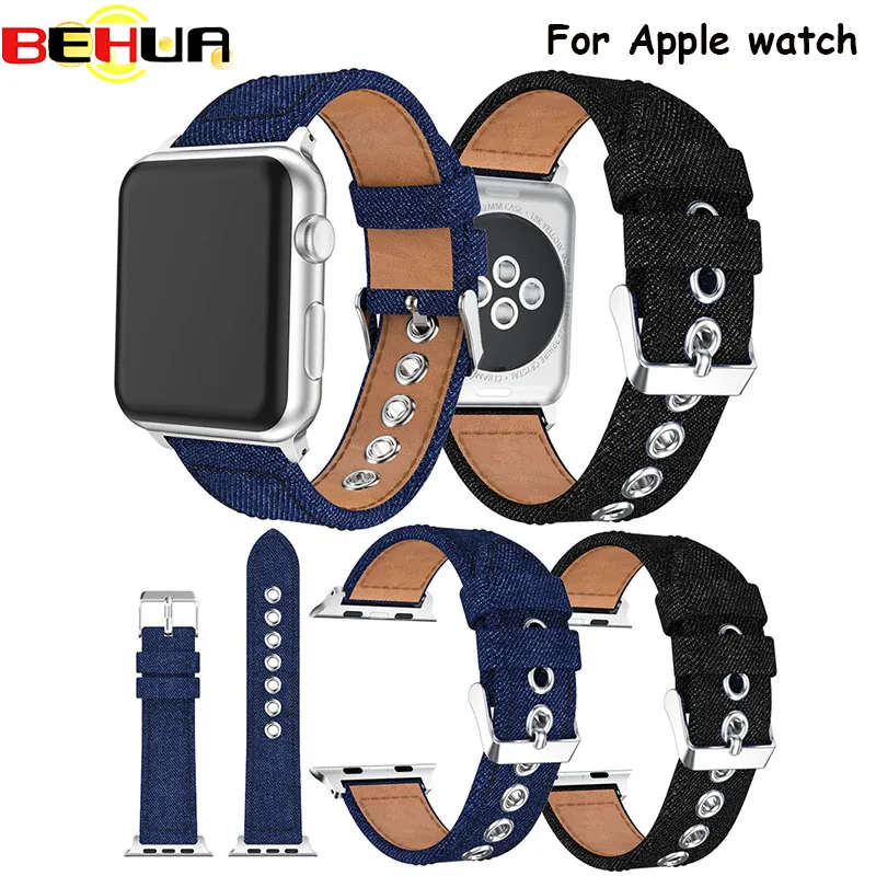 Ремешок сменный из денима для iWatch Series 1 2 мягкий синий браслет наручных часов