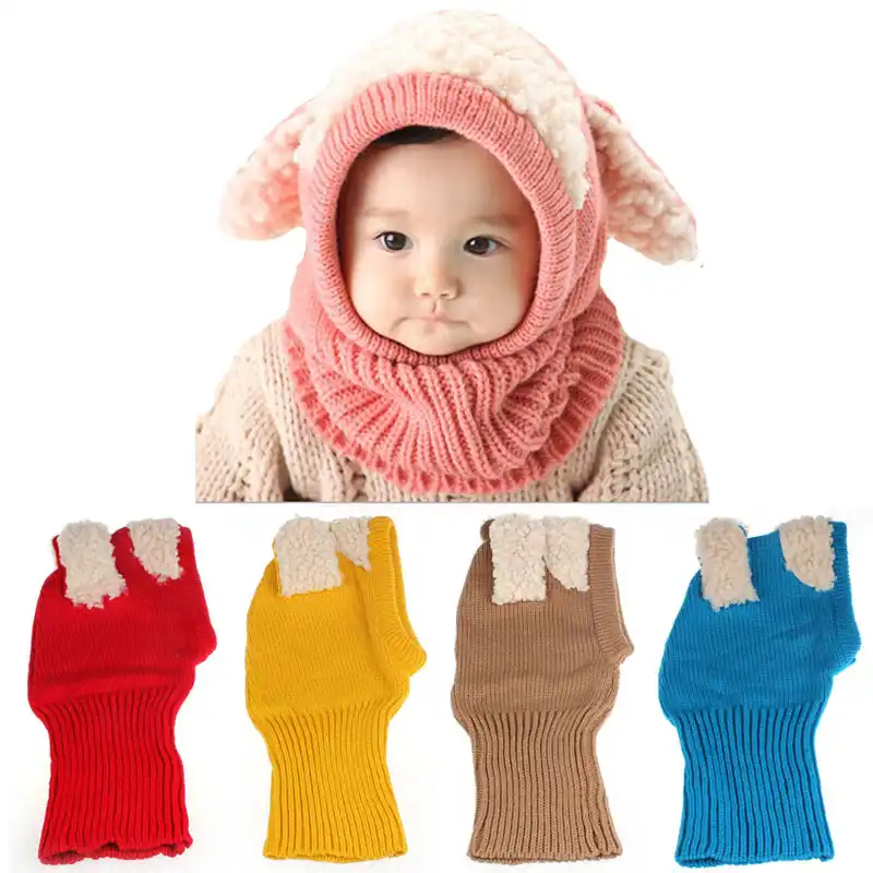 Winter Baby Kids Girls Boys Hat Warm Woolen Coif Hood Scarf Caps Hats Outdoor US