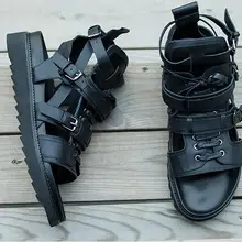 Открытый носок Гладиатор Туфли без каблуков Для мужчин летние сандалии слишком Seaside Lace-Up повседневная обувь с пряжкой из натуральной кожи мужские мокасины gommino