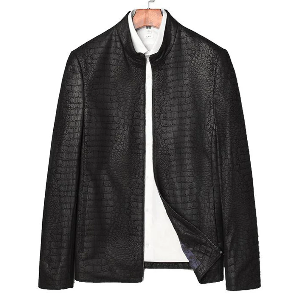 jaqueta de couro de jacare masculina