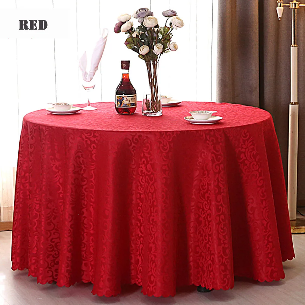  Multi Size Wedding Party Jacquard Polyester Fabric Solid Round Table Cloth Hotel Rectangular Tablec
