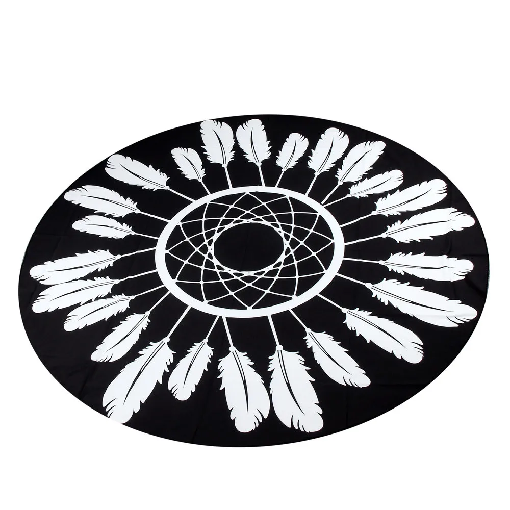 

2018 Summer Style 150*150cm Bath Large creative Printed Round Beach Pool Home Shower Towel Blanket Table Cloth Yoga Mat