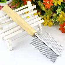 Stainless Steel Dog Comb Wood Handle Pet Grooming Comb for Dogs Sparse Dense Needles Dog Combs