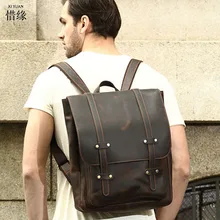 Новинка коровья натуральная кожа твердая сумка для мужчин большой рюкзак коричневый бизнес ipad книга рюкзаки для путешествий высокого качества