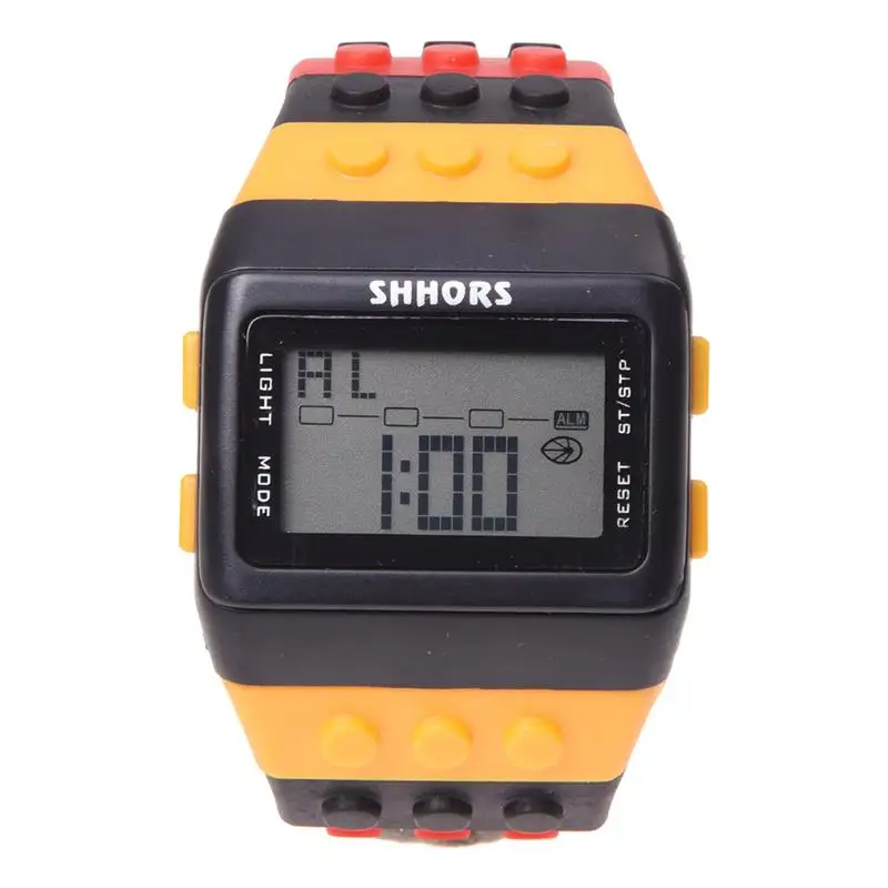 

Rainbow Rubber LCD Digital Alarm Men's Ladies Black Case Sport Watch LED096