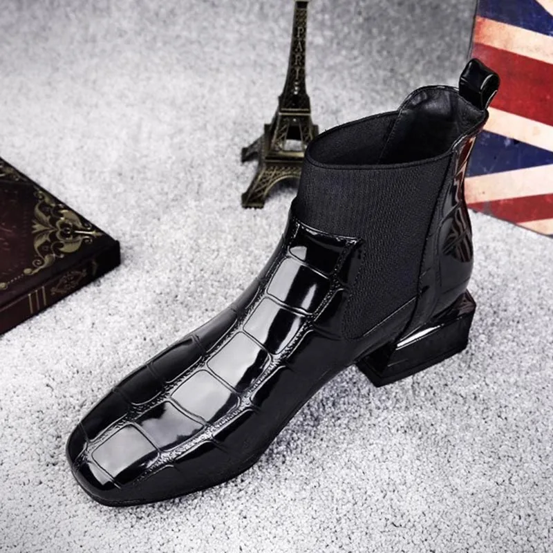 

Winter Women Boots Waterproof PU Leather Autumn Winter Shoes Women Square Toe Square Heels Ankle Boots Female Botas Mujer