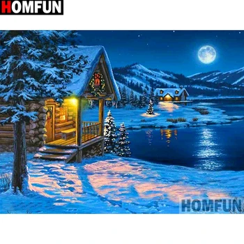 

HOMFUN Full Square/Round Drill 5D DIY Diamond Painting "Snow scene" Embroidery Cross Stitch 5D Home Decor Gift A14060