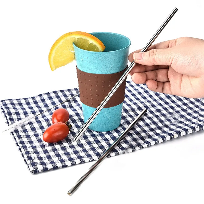 Reusable Drinking Straw Stainless Steel Metal Staws Party Tableware Supplies Drinking Tube for Juice Tea