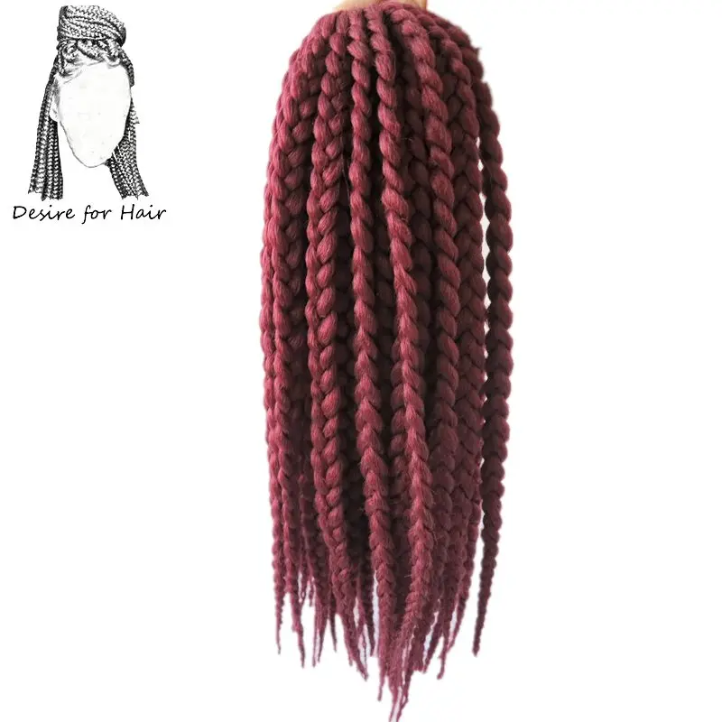 Desire for hair 14 дюймов 80 г 12 прядей коробка косички синтетические косички для наращивания крупное плетение наращивание волос черный цвет