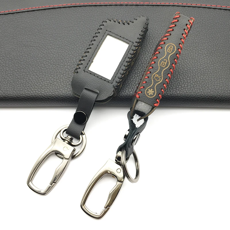 

100% Leather Key Case for Pantera Car Alarm SLK-675RS SLK-868RS SLK-450SC SLK-650RS SLK-850RS SLK-468 LCD Remote Shell Cover