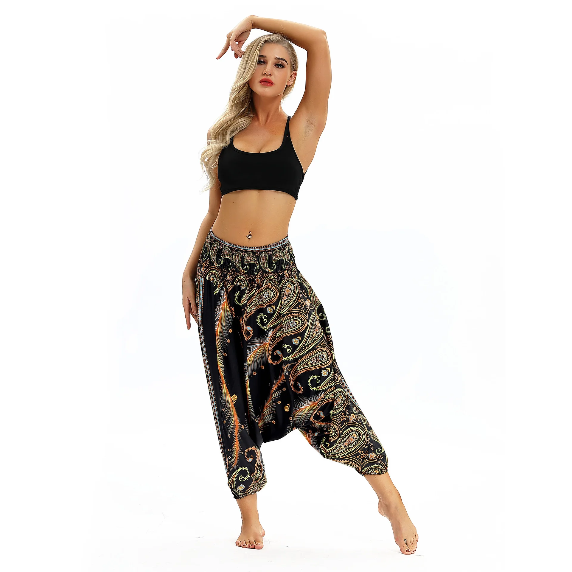 Print women casual fitness Yoga leggings lounge nepal pant Bloomers Indian Thailand wide leg loose pants beach wear Harem Pants