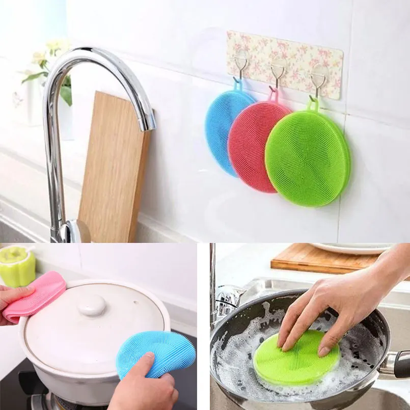

1PC Kitchen Duster Wipes Silicone Dish Bowl Cleaning Brushes Wash Brushes