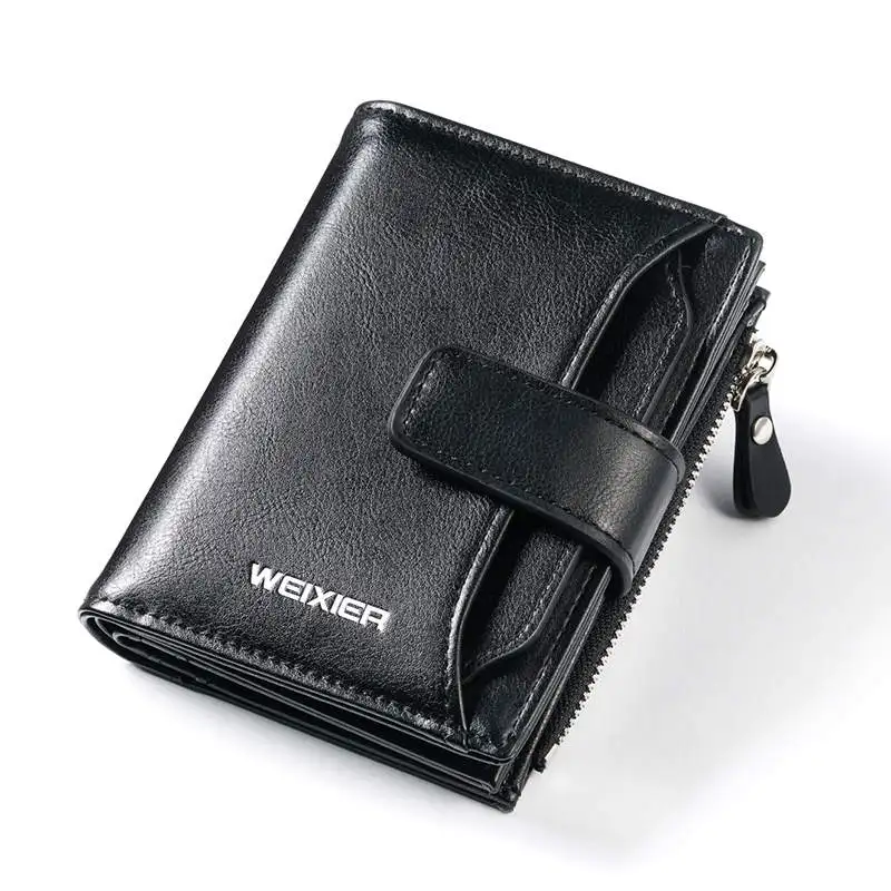 WEIXIER кошелек молодежь мужская сумка клатч короткая заметка носимых Вертикальная секция прилив человек мешок водителя бумажник для документов - Цвет: black