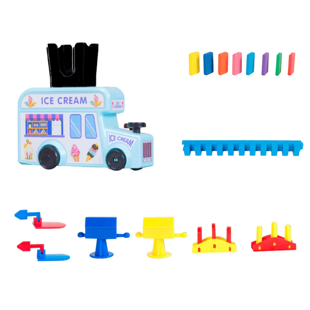 Домино поезд домино набор блоков здание и Пирамидка блоки для строительных блоков Подарочная коробка обучающая игрушка для малышей - Цвет: Sky-blue