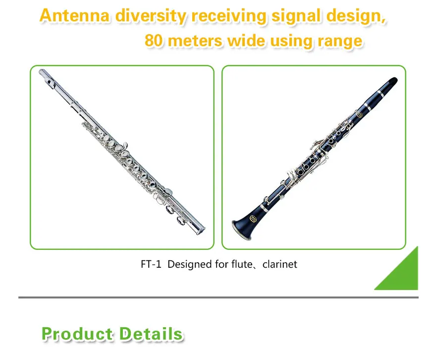 ACEMIC PR-8/FT-1 инструмент беспроводной микрофон системы для кларнет флейта портативный приемник питание от батареи