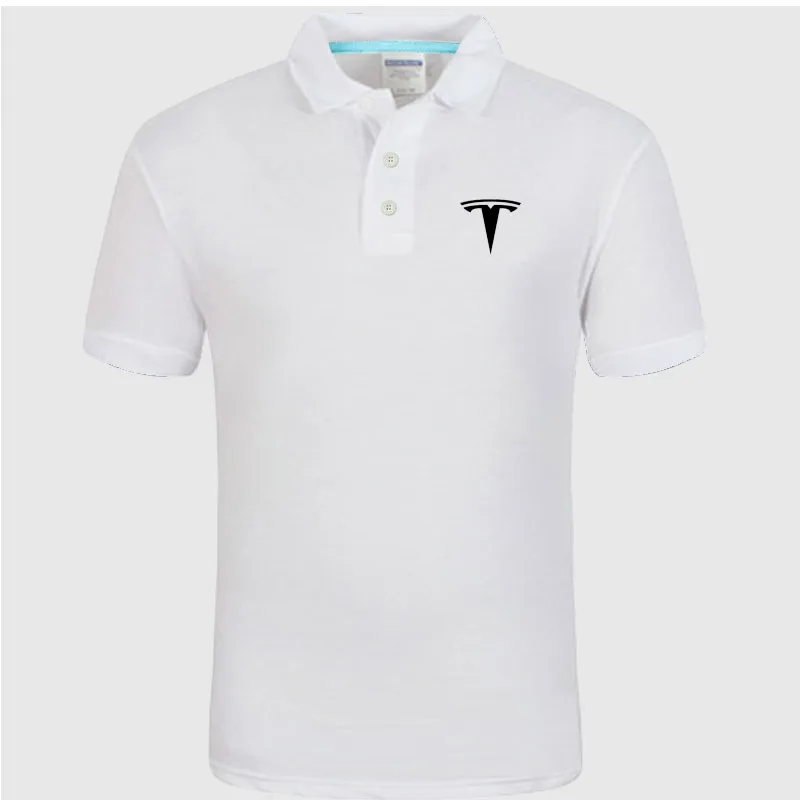 Новая рубашка поло Тесла логотип хлопок рубашка поло короткий рукав высокое количество рубашки поло - Цвет: Белый