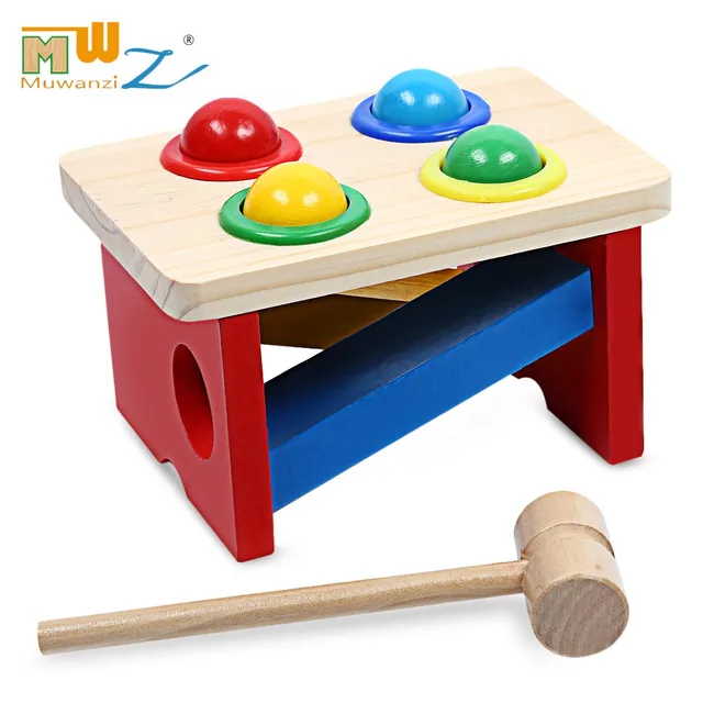 Muwanzi Wooden Ball Knock Hammer Game Intelligence Toy Colorful