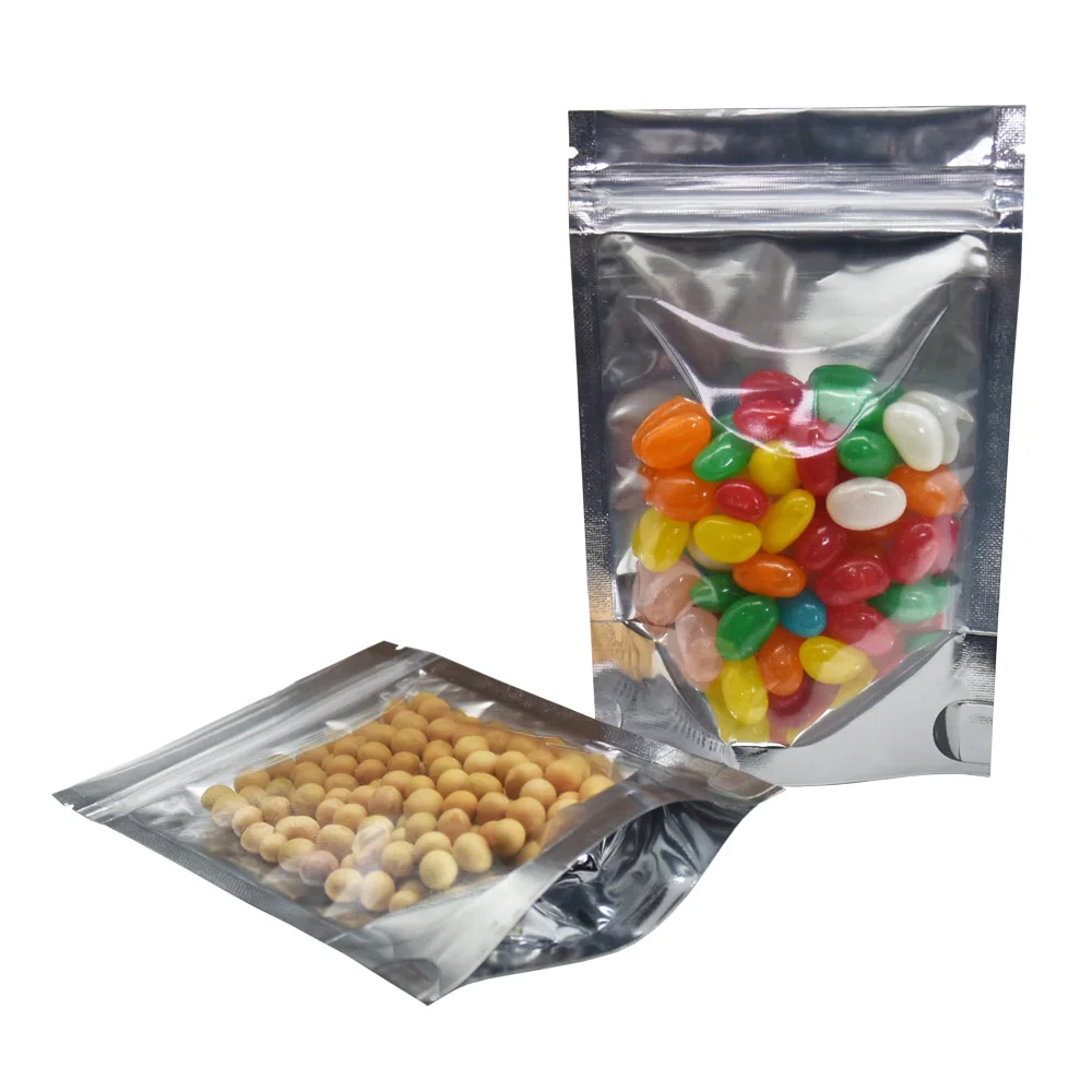 

9*14cm Stand Up Ziplock Food Packaging Bags Clear Front Plastic Zip Lock Aluminum Foil Packing Bag Heat Seal Doypack Mylar Pouch