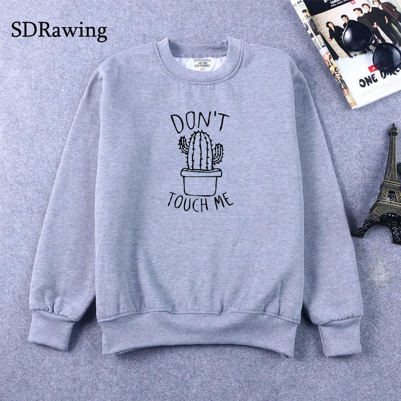 DON'T TOUGH ME Print Women Sweatshirts Casual Hoodies For Lady Girl Funny Hipster Jumper Drop Ship