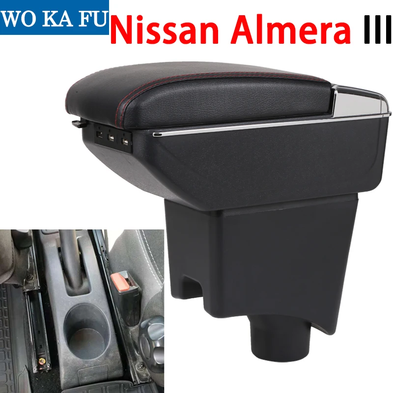  Para Nissan Almera III caja de reposabrazos universal de la consola del centro del coche accesorios