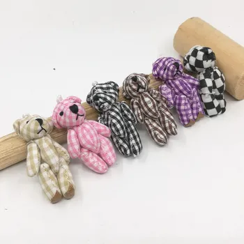 

4.5cm x 20pcs Grid Cloth teddy bear small stuffed dolls fabric join bears creative DIY handmade jewelry accessories