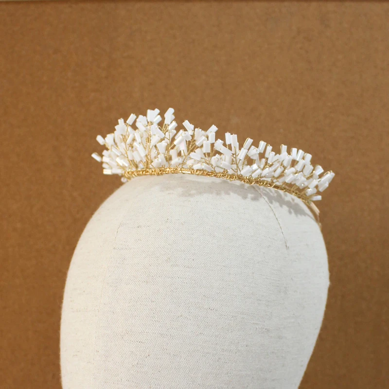 Ручной работы золотой головной убор роскошный кристалл тиары для невесты короны лист невесты ободки для волос Головные уборы свадебное платье аксессуары
