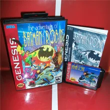 Детские футболки с принтом героев мультфильма «Приключения Бэтмена и Робин нами крышка с коробкой и руководством для sega Megadrive игровой консоли 16 бит MD карточная игра