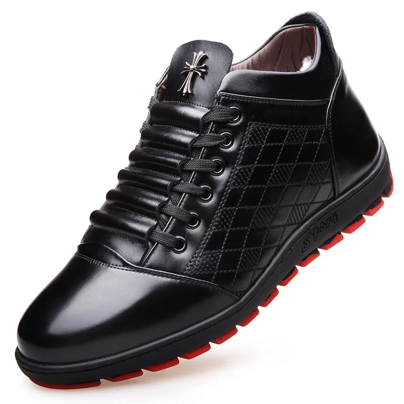 

BACKCAMEL 2018 Winter Men's Leather Boots Plus Velvet Warm Snow Boots Male Flat Casual Warm Shoes Lace-up Size38-44 High Quality