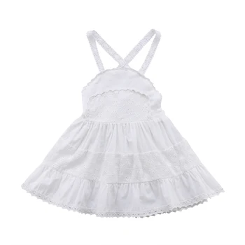 

Toddler Baby Kids Girls Sleeveless White Lace Dress Pageant Party Holiday Dresses For Girls Summer Beach Dress