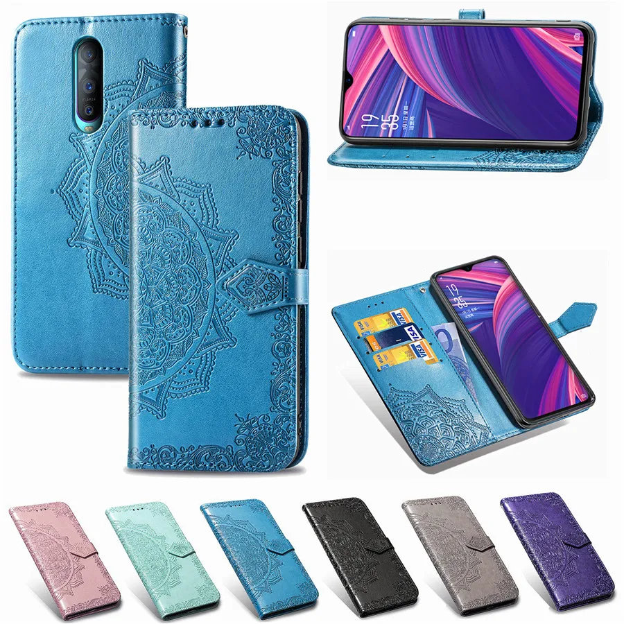 

Luxury Flip Phone Cover Case For OPPO R17 Pro F5 F7 A73 K1 Case Shell Embossed Mandala Leather Cover For OPPO A7 A5 A83 A3 Case