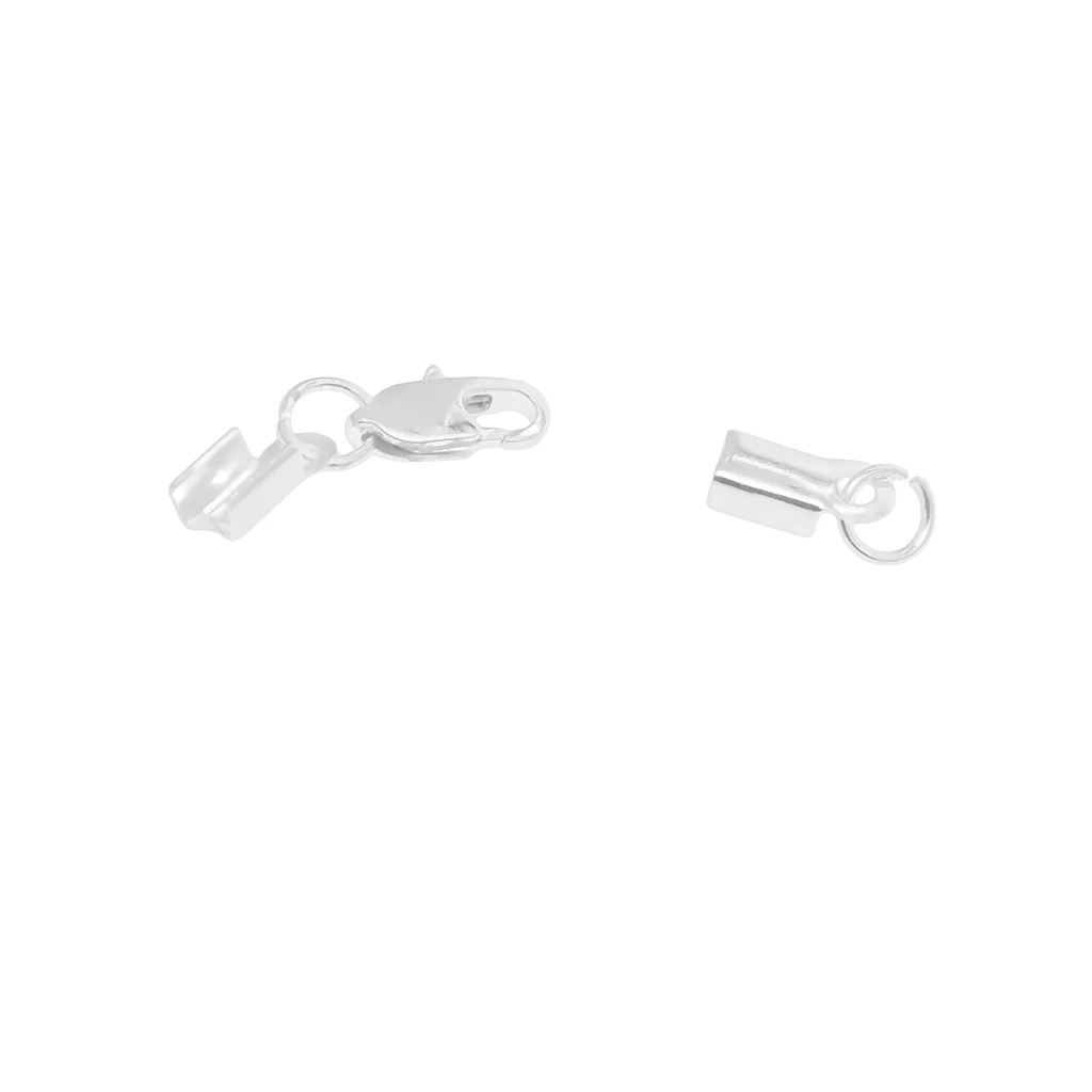 12 Sets Crimp Cord End Cap Clips Bail Tips Connector Findings with Lobster Clasp for Necklace Bracelet Jewelry Making