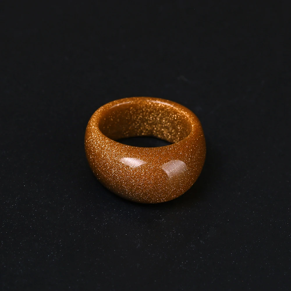 Классический ассиметричный Гладкий большой золотой песок кольцо камень для