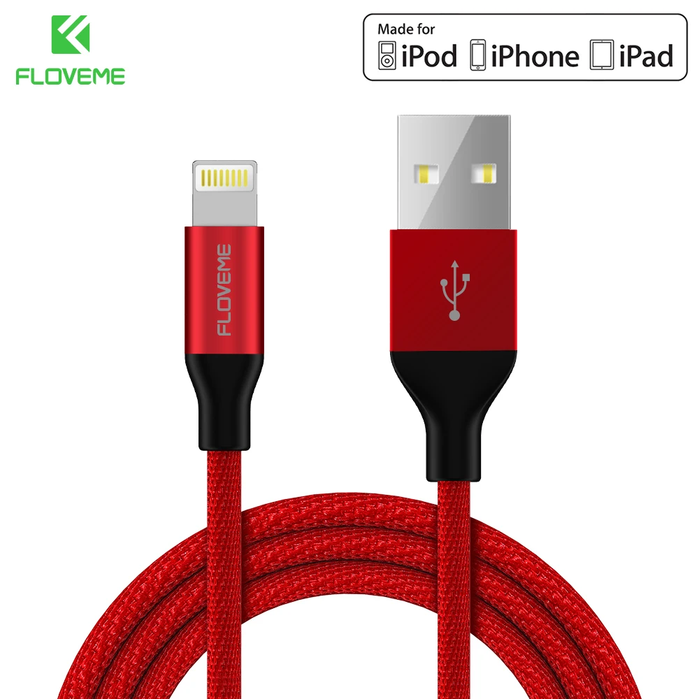 Floveme original MFI para el relámpago al cable USB 5 V/2.4A carga rápida 1 M nylon cable USB para iPhone x 8 7 6 6 s Sync cargador Cabo