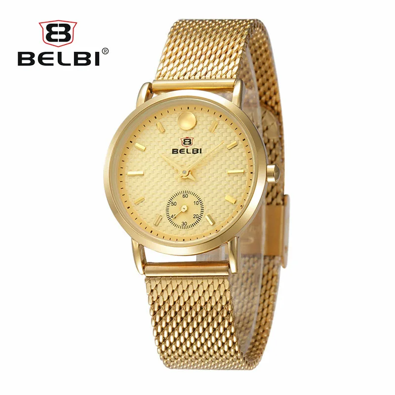 

Belbi Fashion Female Wrist Watch Analog Display Waterproof Ultra-thin Stainless Steel Women Clock Quartz Watch Brand BELBI