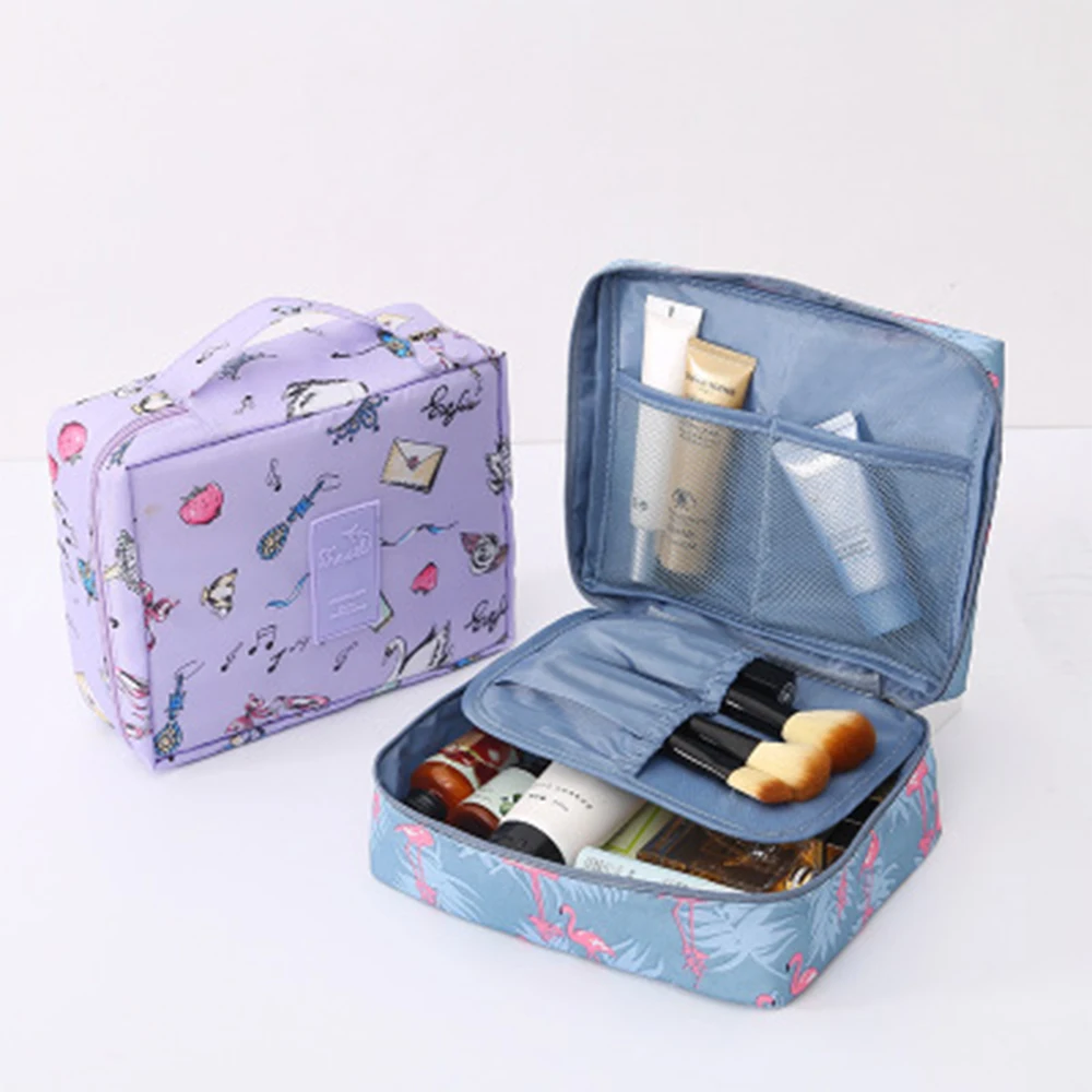 1PCs Portable Cosmetics Storage Bags Case With Zipper Large Capacity Double Layer Makeup Orgnizer For Travel Handbag Container