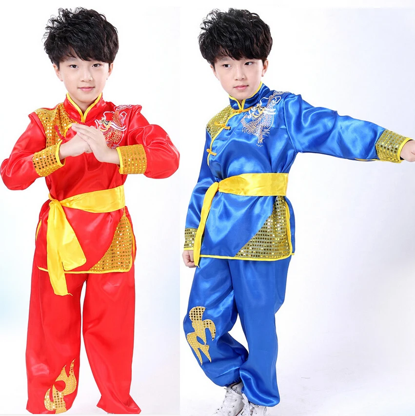 

Children kid long sleeve Taekwondo Dobok Wushu Costume Kimono Judo clothing Chinese Kung Fu Suit Tai Chi Martial Art Uniform