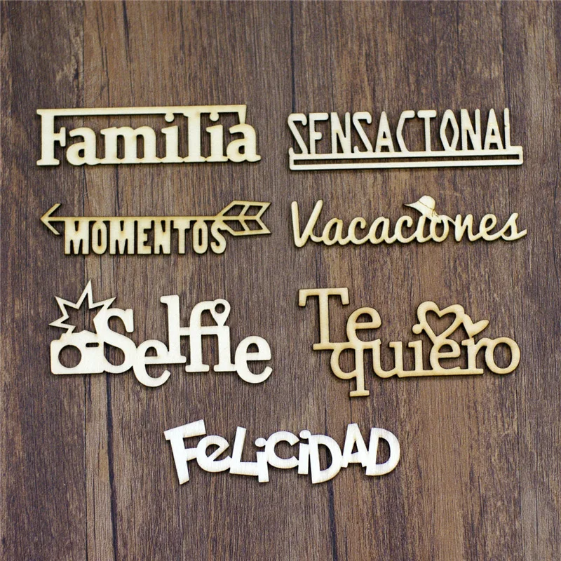 

TREACHI 21Pcs/Lot 7 Model Spanish Words Each Letter 3 Pieces Handicraft Gift Wood Decoration Wood Color Wooden Words Set