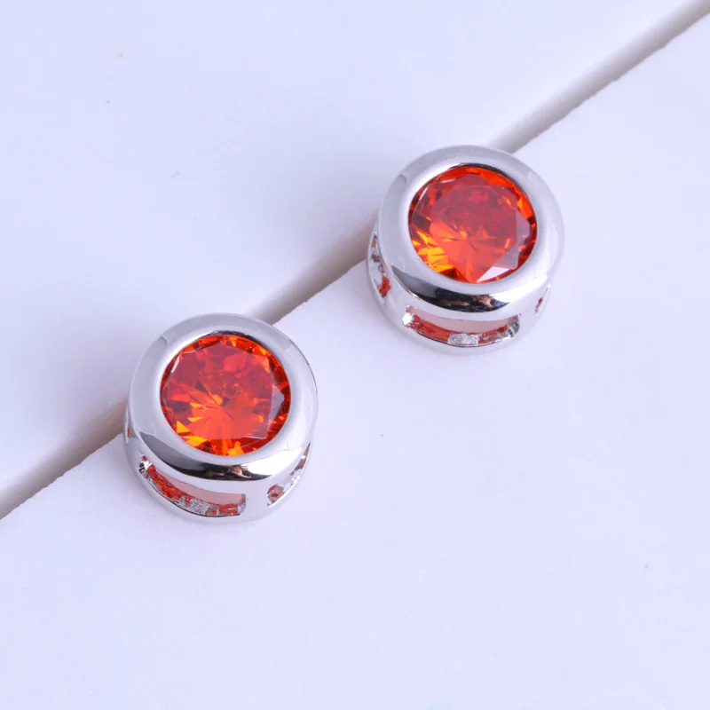 

Love Monologue Prettily Round Red Imitation Garnet Silver Color Stud Earring for Women Free Gift Bag B0083