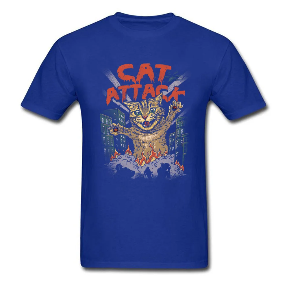 cat attack 8315 T-shirts Casual Short Sleeve New Arrival Crewneck 100% Cotton Fabric Tops & Tees Tee Shirts for Men ostern Day cat attack 8315 blue