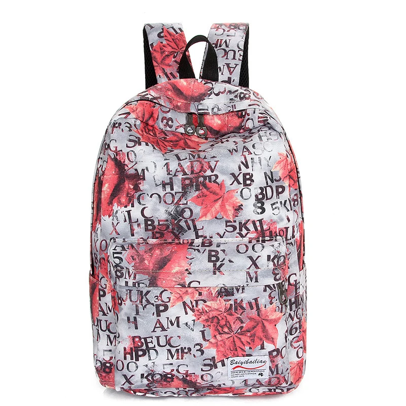 

Korean Student Book Bag Fashion Canvas Painting Travel Backpack Maple Leaf Women Shoulder Bags School Backpacks for Girls