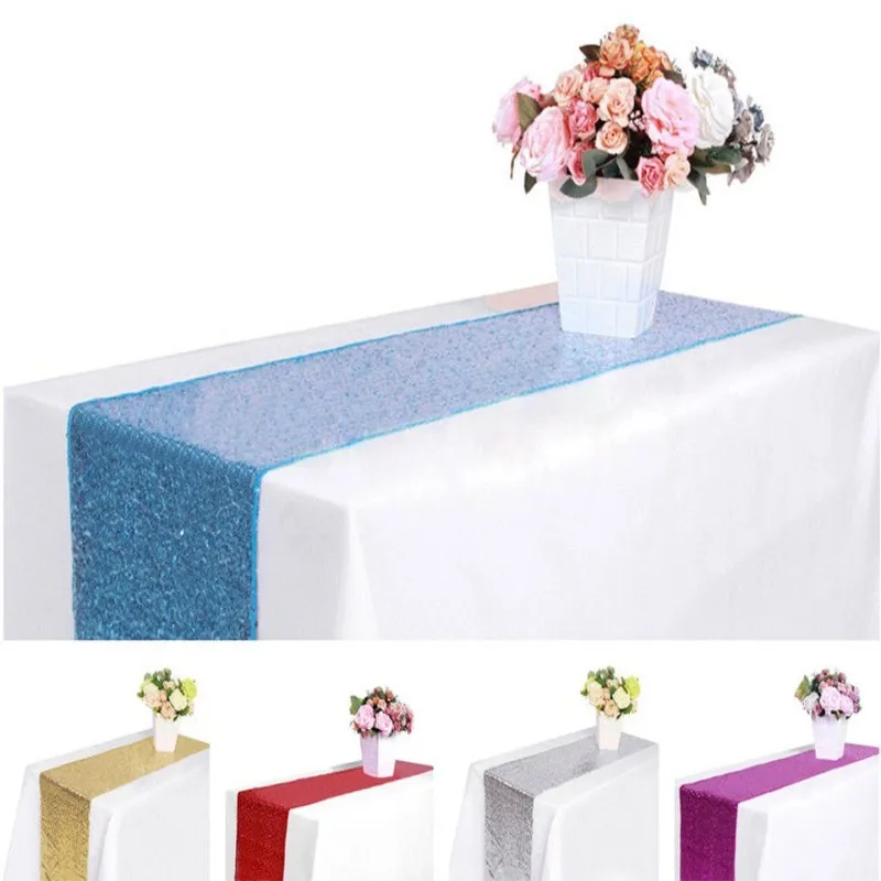 

10PCS/LOT Sequin Table Runners Gold/Silver/red Glitter Table Runners Weddings Table Decorative TableRunners Free Shipping