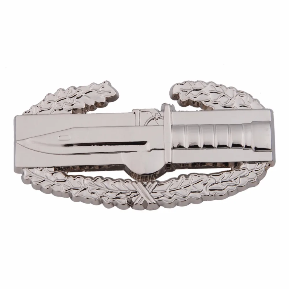 

U.S. ARMY MILITARY COMBAT ACTION METAL BADGE PIN KNIFE AND WREATH