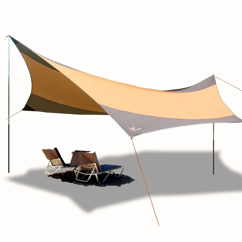 

FLYTOP hexagon large size Awning 5-8 person Hiking Sun Shelter Camping Anti-UV Waterproof outdoor Beach awning iron rod