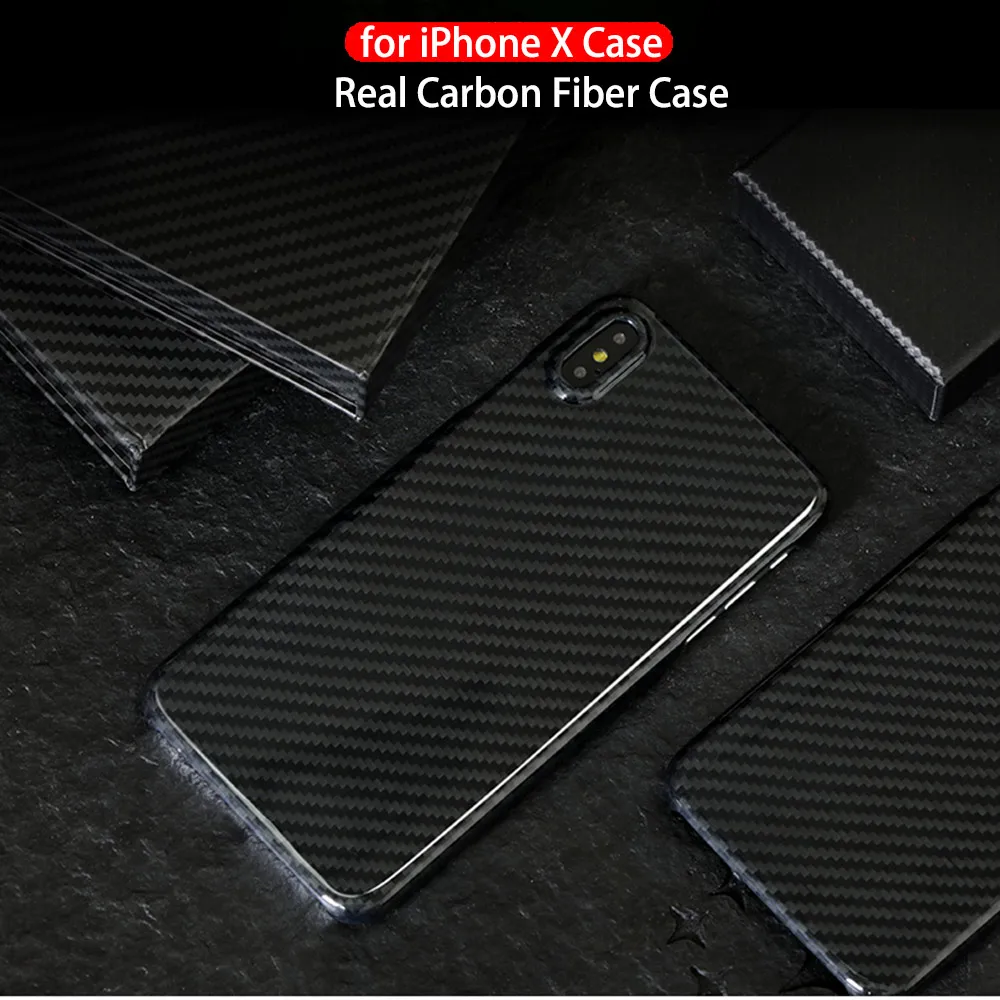 0 7 мм ультра тонкий настоящий чехол из углеродного волокна для iPhone X задняя крышка
