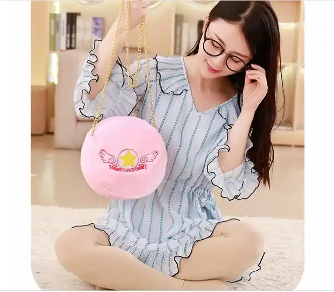 日本かわいいさくら羽ハンドバッグさくらぬいぐるみコスプレチェーンランドセル Gilrs ロリータピンクショルダーメッセンジャーバッグ ショッピングバッグ Aliexpress