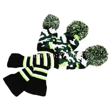 3 шт. гольф pom головной убор Гольф Драйвер файрвэй Деревянный чехол вязаная крышка головы 1,3, 5