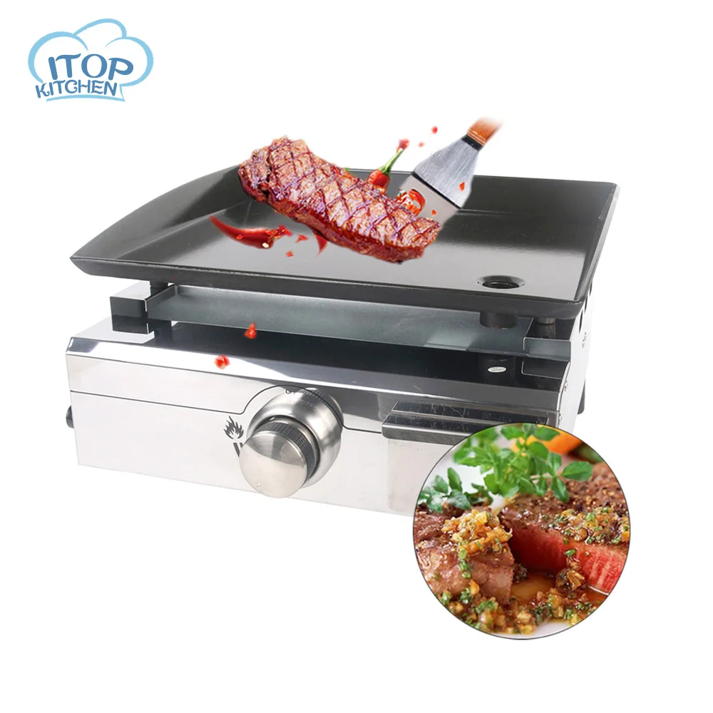 ITOP Gas Plancha BBQ 1 Burner outdoor LPG Grill Steel Enameled cast